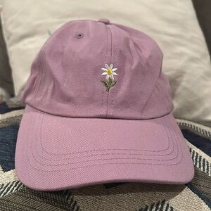 Womens Baseball hat embroidered Flower OS NEW